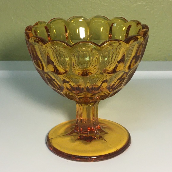 Vintage Indiana Glass Amber Compote - Picture 2 of 12